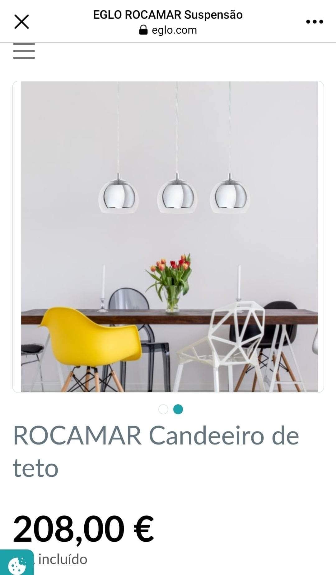 Candeeiro de Tecto EGLO, ROCAMAR vidro Fashion