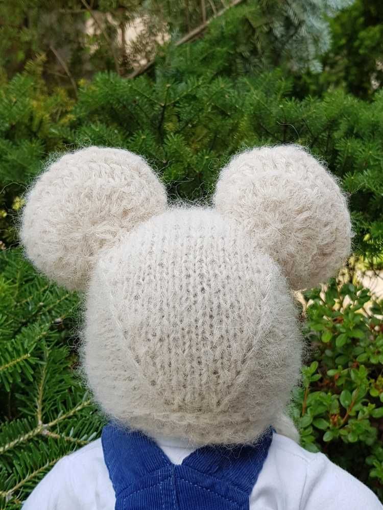 Czapka Biała Mysz 36/38 alpaka/merynos wełna