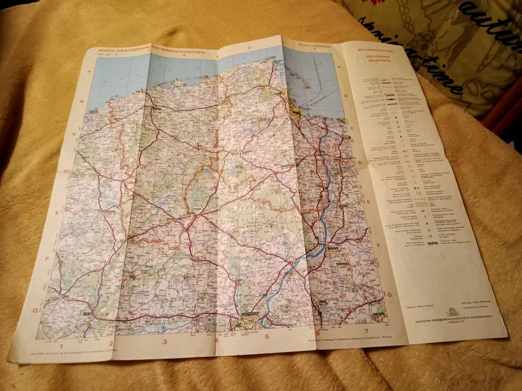 Mapa krajoznawczo samochodowa województwa gdańskie słupskie 1979