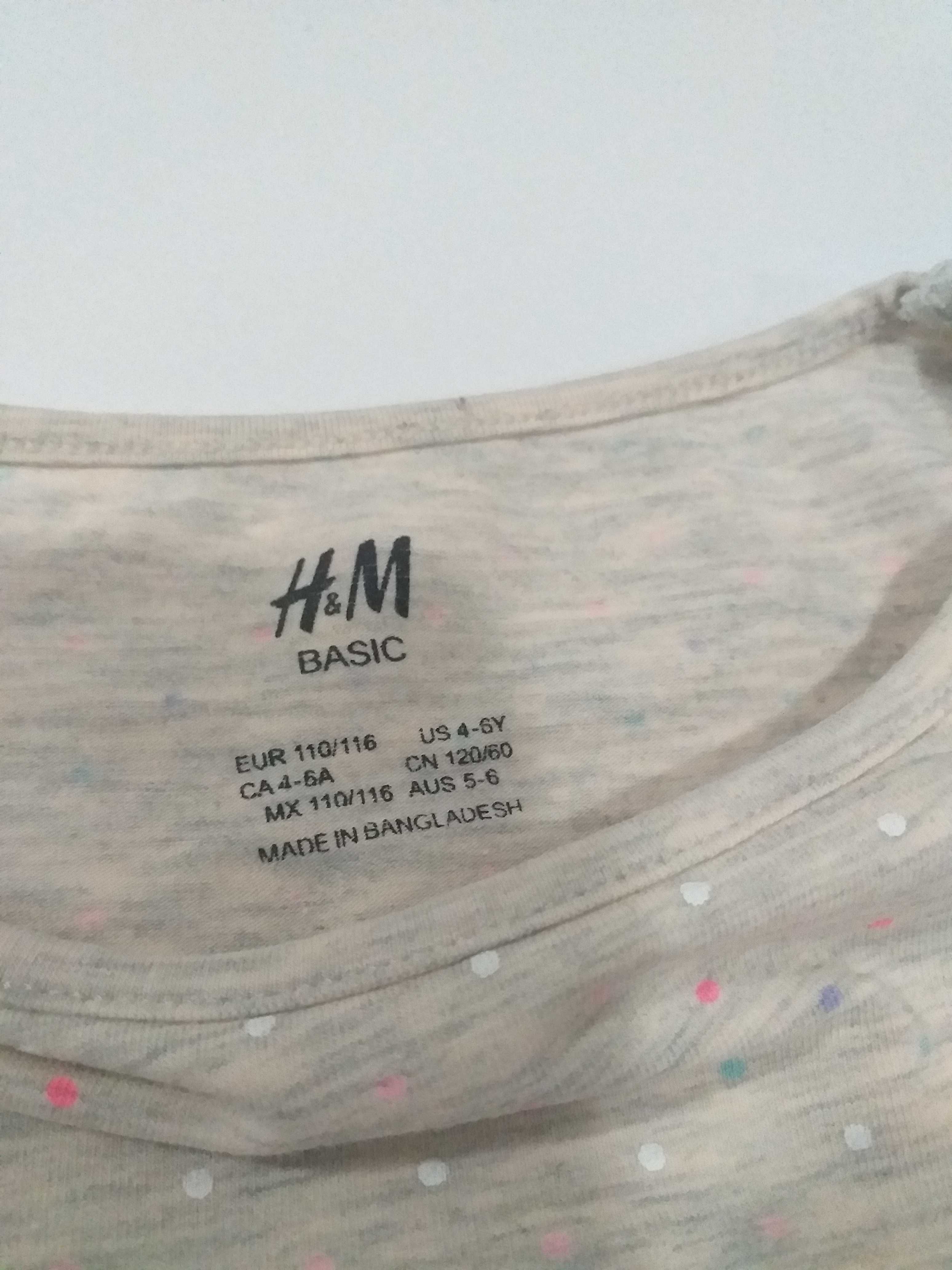 Piękna bluzeczka bluzka t-shirt kolorowe kropeczki H&M roz 110-116