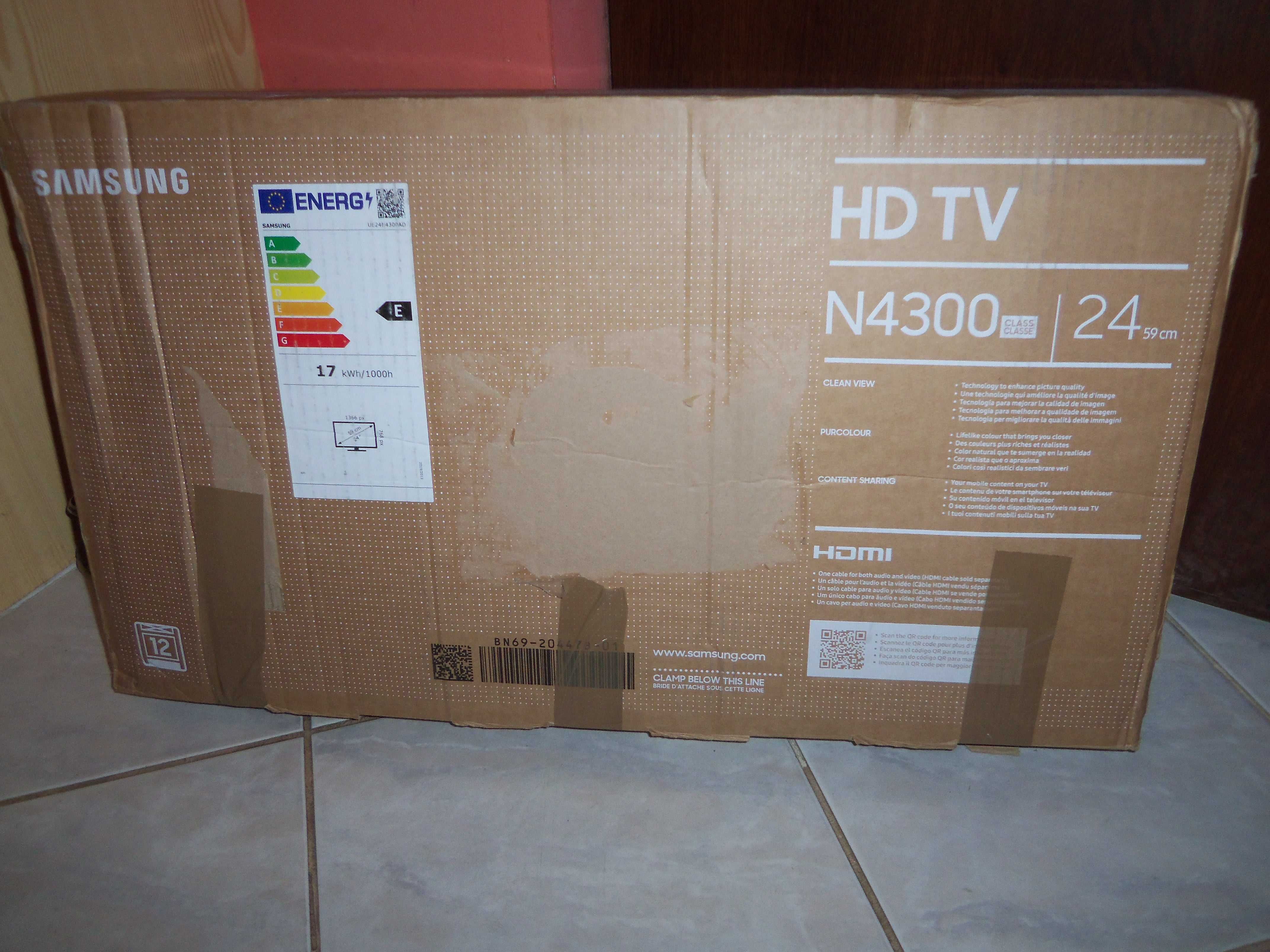 Samsung 24 cale LED,SMART,WIFI, DVB-T2 HEVC 265, pilot, karton