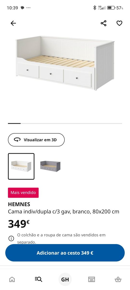 Cama individual/casal ikea com gavetas