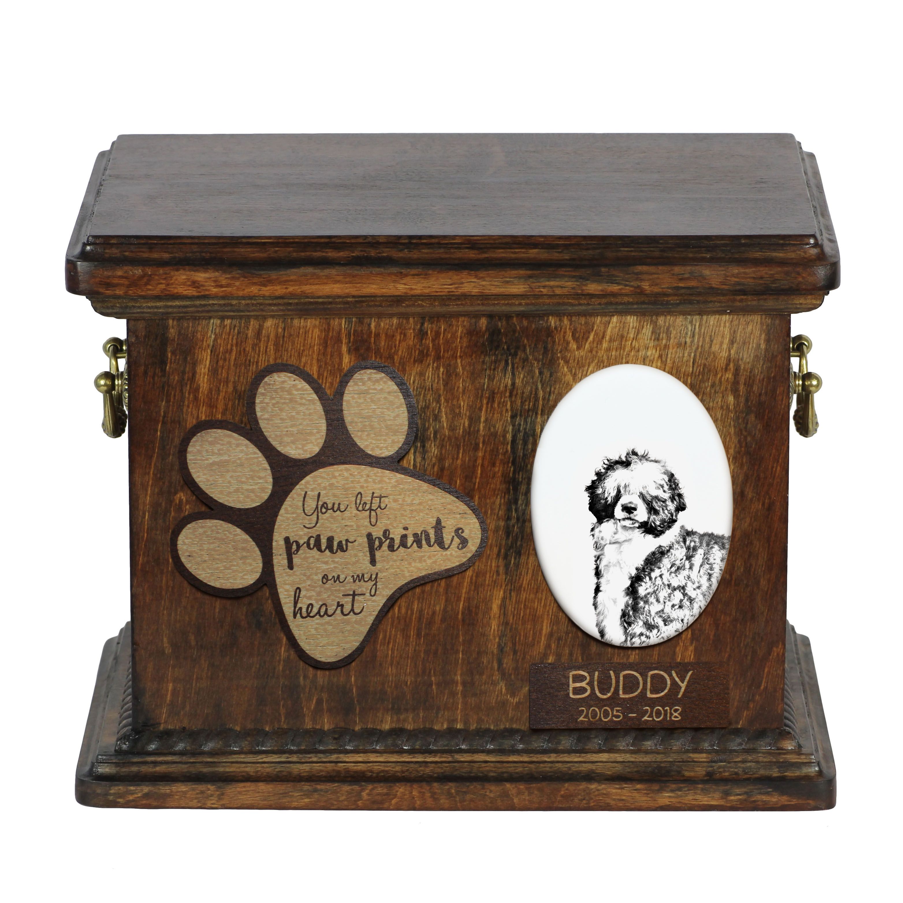 Portugalski pies dowodny urna z płytką ceramiczną Art-Dog