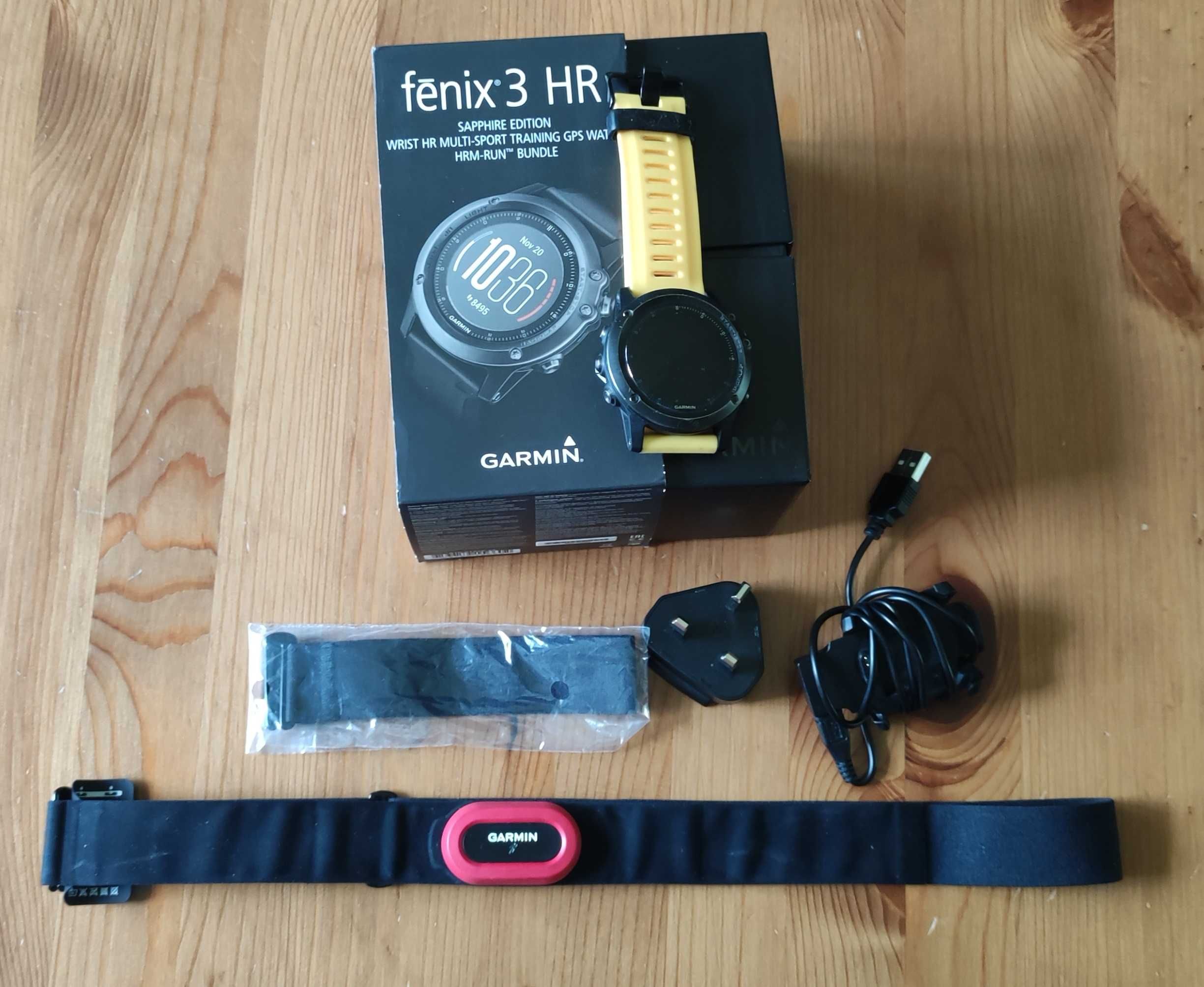 Garmin Fenix 3 HR Sapphire + dodatki m.in. pas HR Garmin