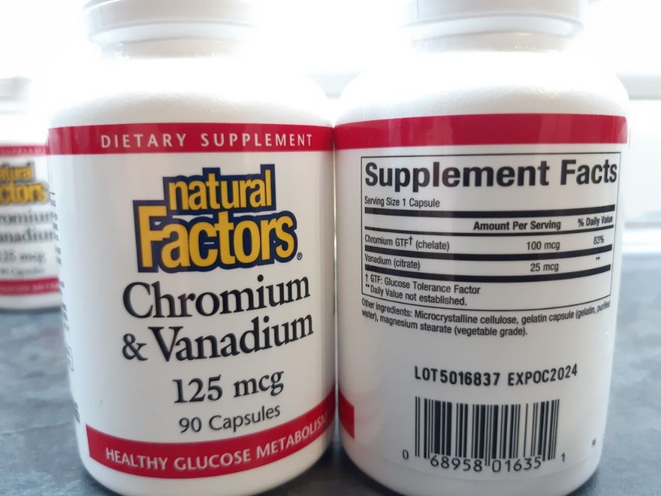 Natural Factors, Chromium + Vanadium (90 капс.), хром ванадий