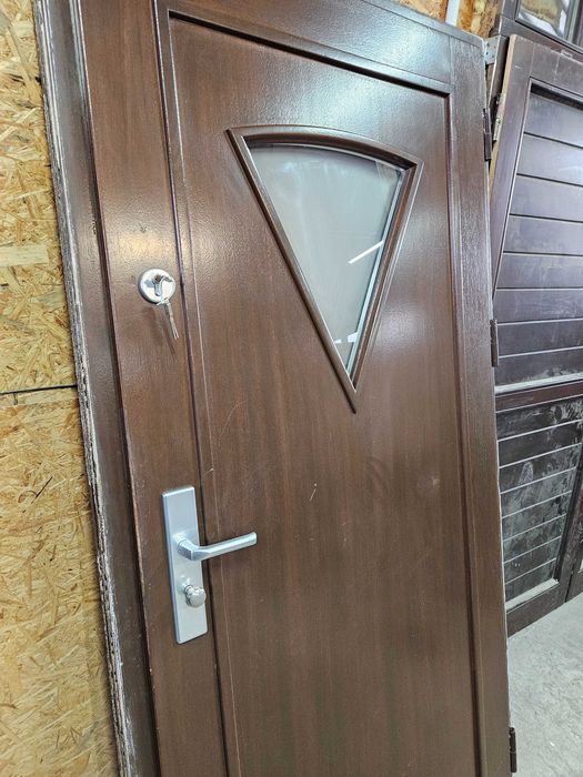 DRZWI Zewnętrzne Mahoniowe Drewniane Wejściowe 101x207cm