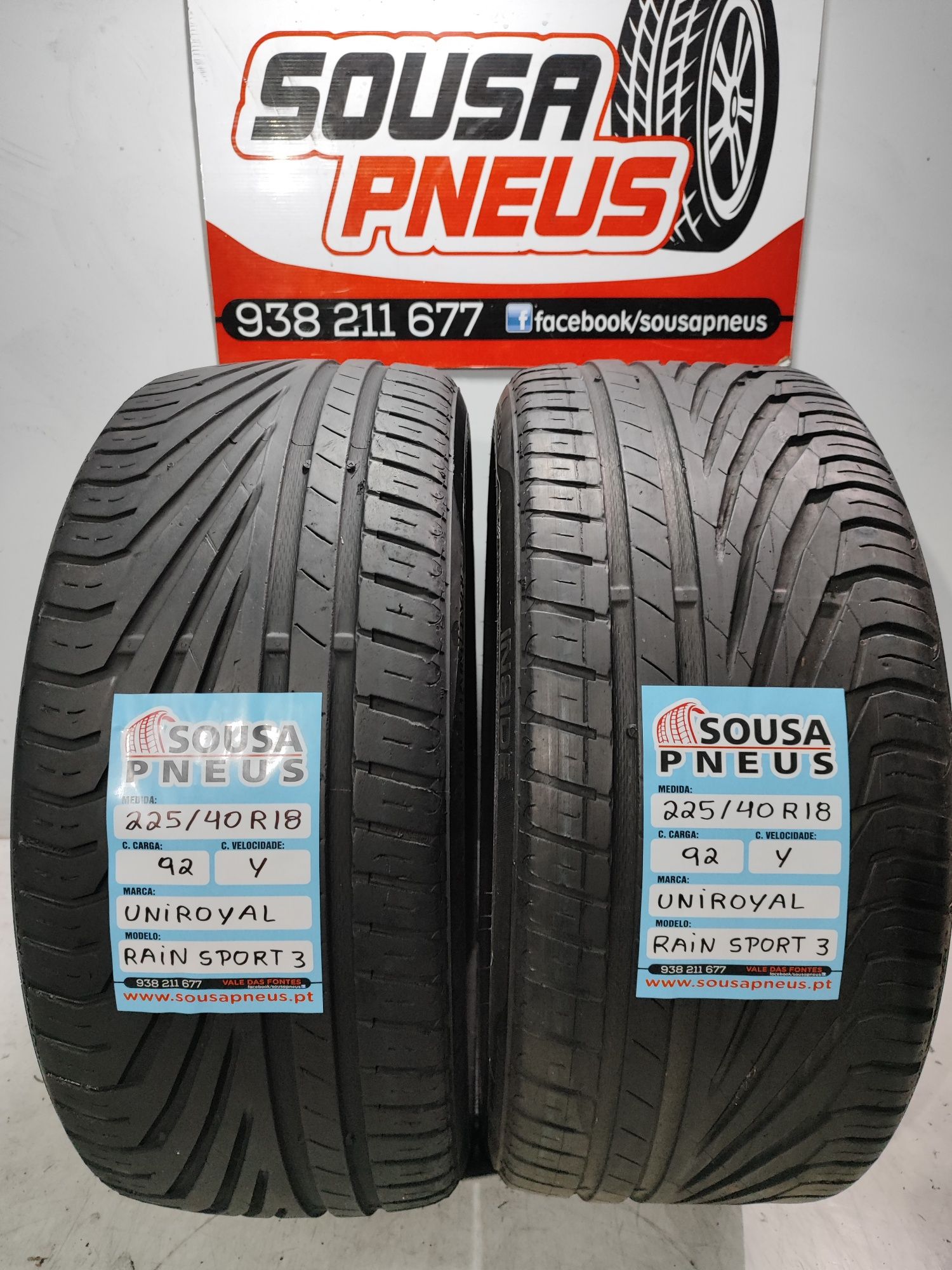 2 pneus semi novos Uniroyal 225/40R18 92Y  Oferta dos Portes