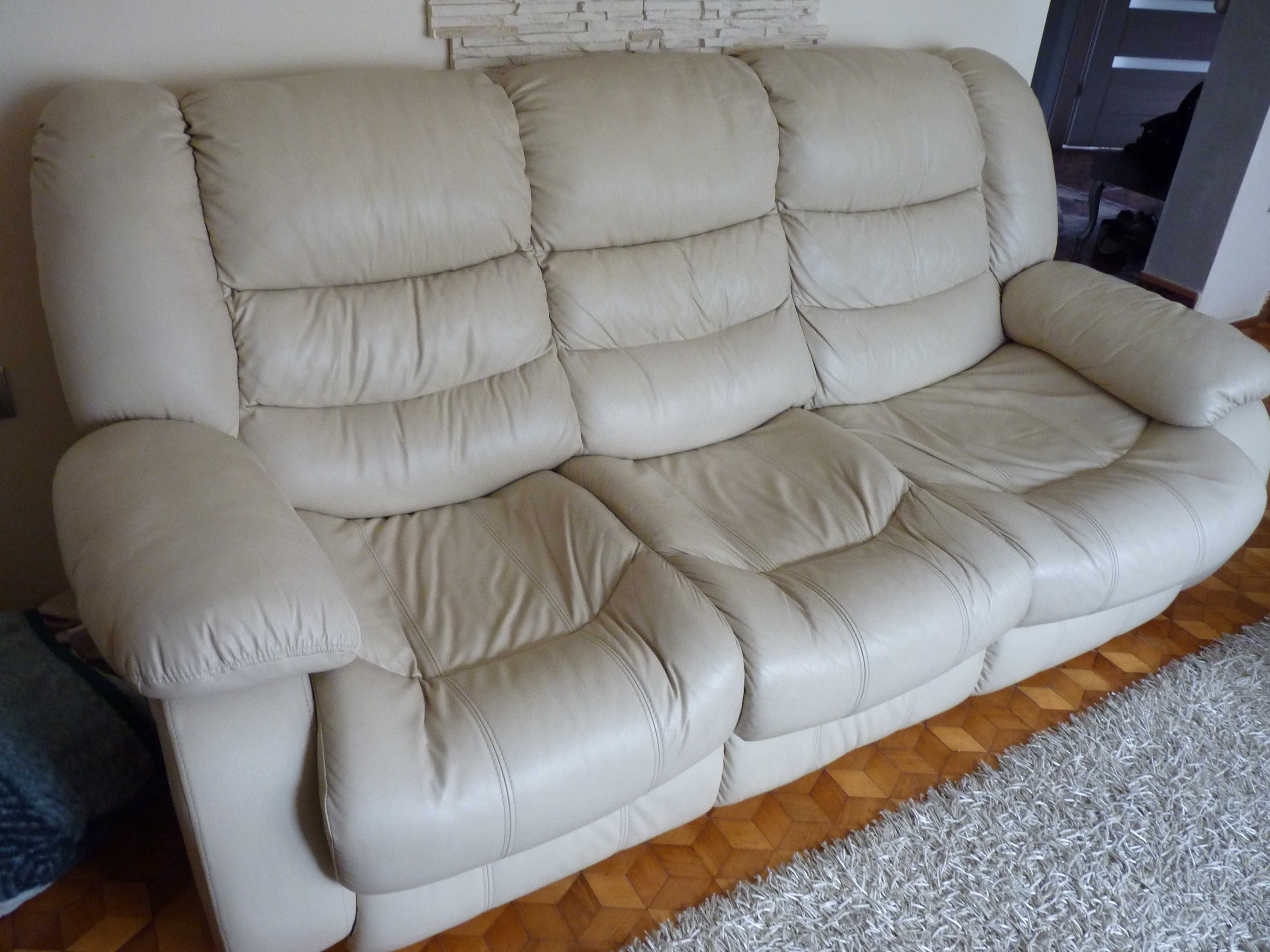 Komplet Wypoczynkowy z Funkcją RELAX Sofa Knapa Fotel 3+2 Skóra