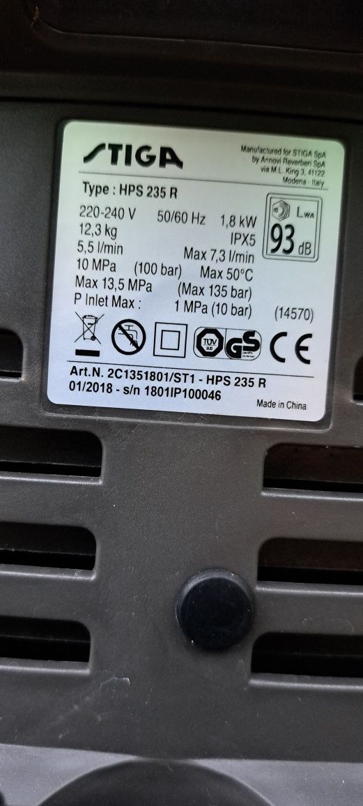 Myjka wysokociśnieniowa Stiga HPS 235 R