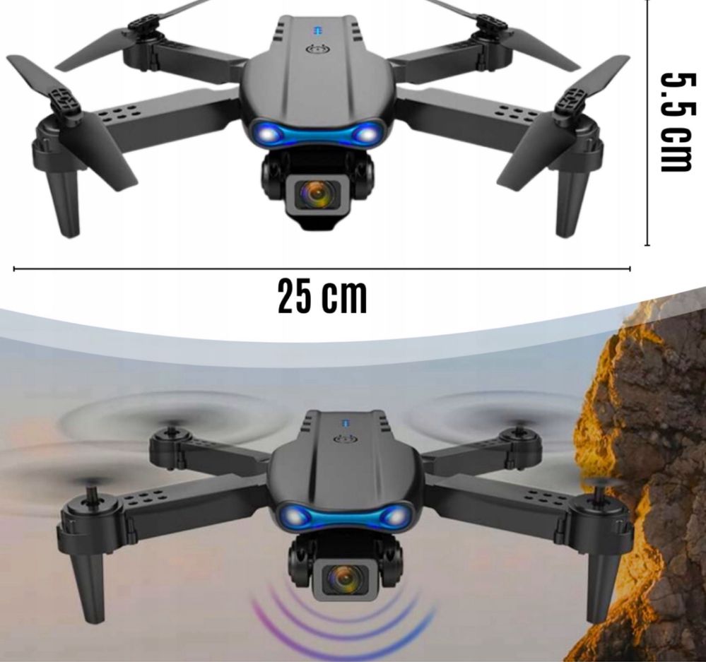 Dron 2 Akumulatorowy 2 Kamery Zasięg 200 m Unika Przeszkody Pilot 4K