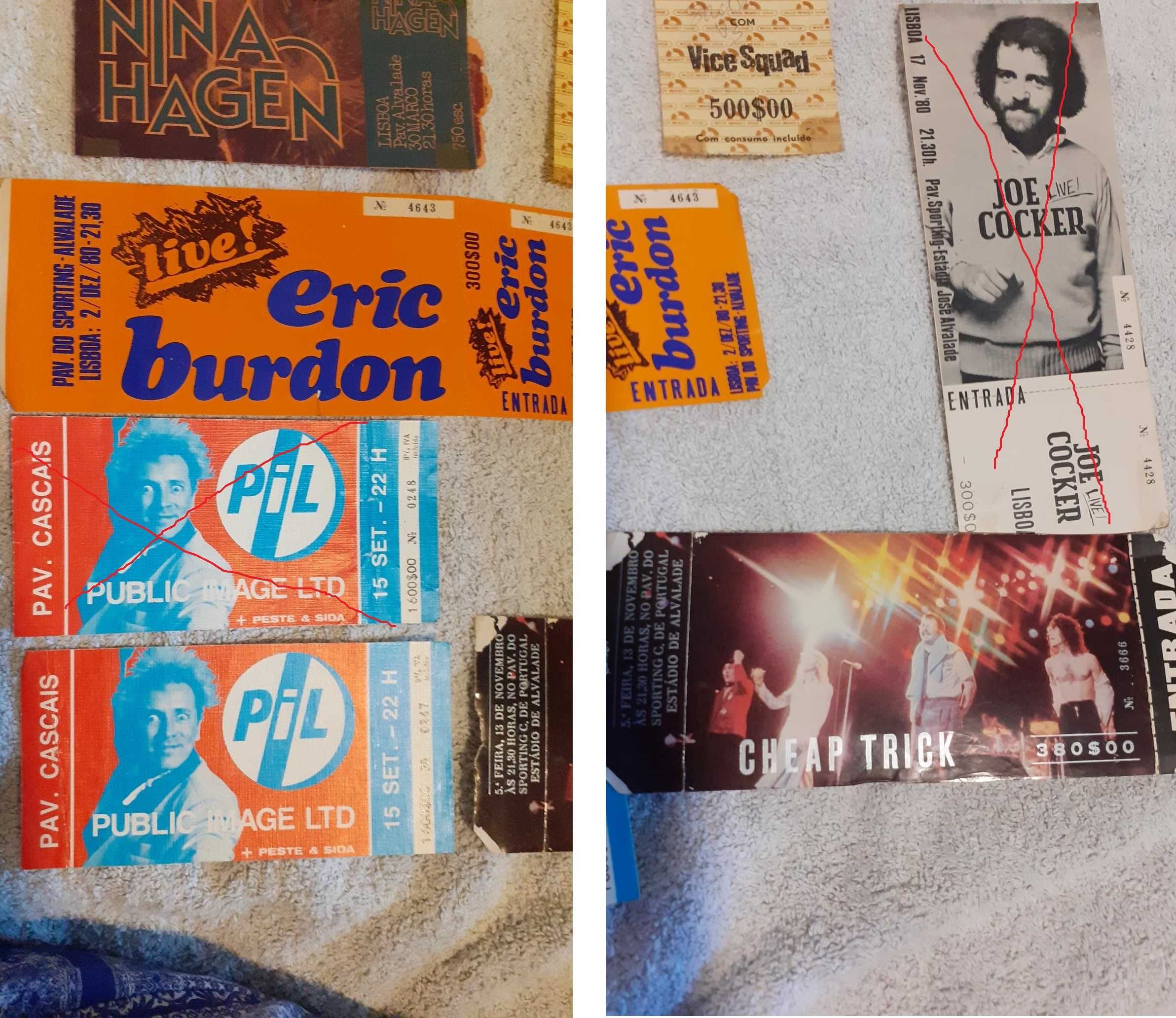 Bilhetes concertos antigos e panfletos coleção vintage