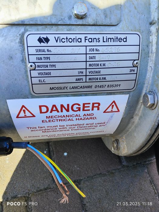 Канальний осьовий вентилятор Victoria Fans 43.5см