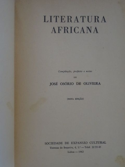 Literatura Africana de José Osório de Oliveira