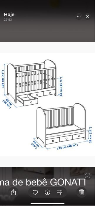 Berço bebé gonnat ikea colchão