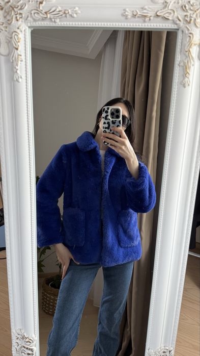 Шуба синя штучна