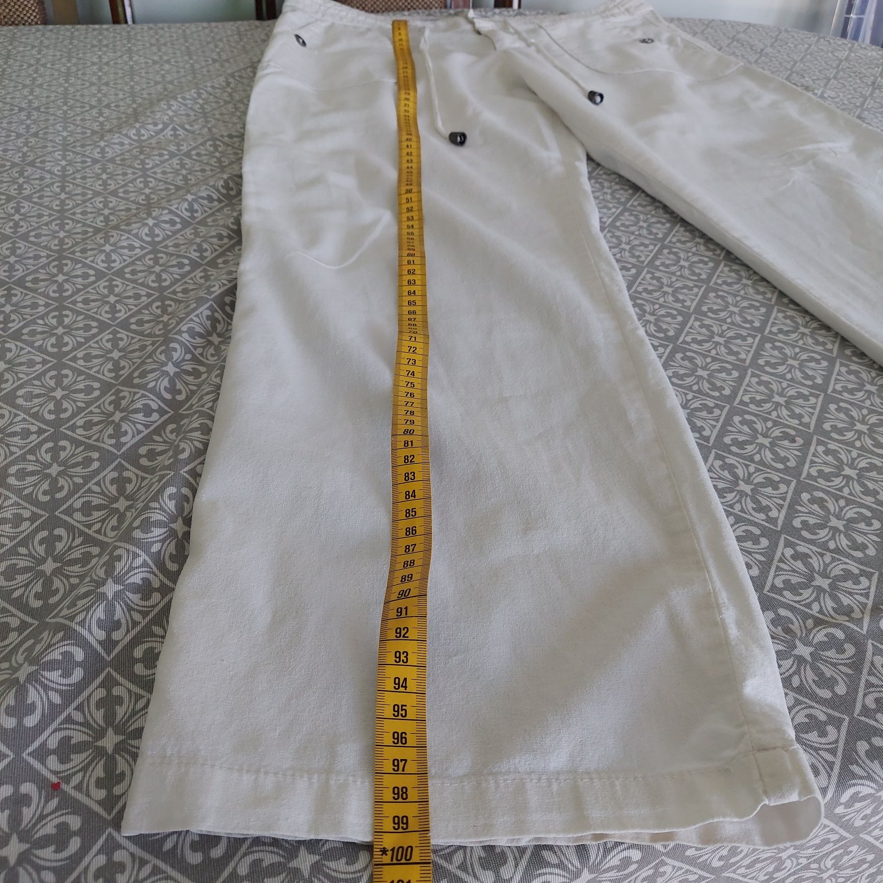 Białe spodnie len bawełna F&F 42
