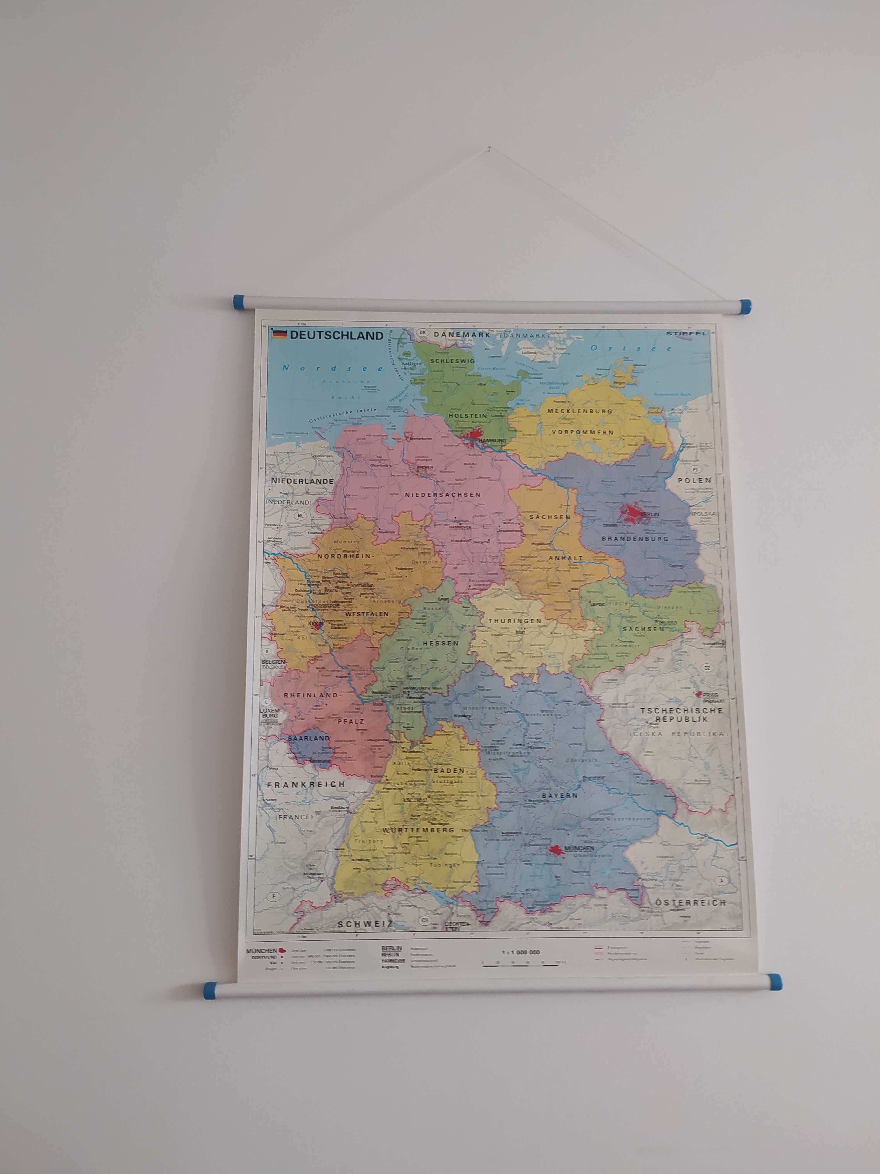 Duża mapa Niemiec ścienna 60x120