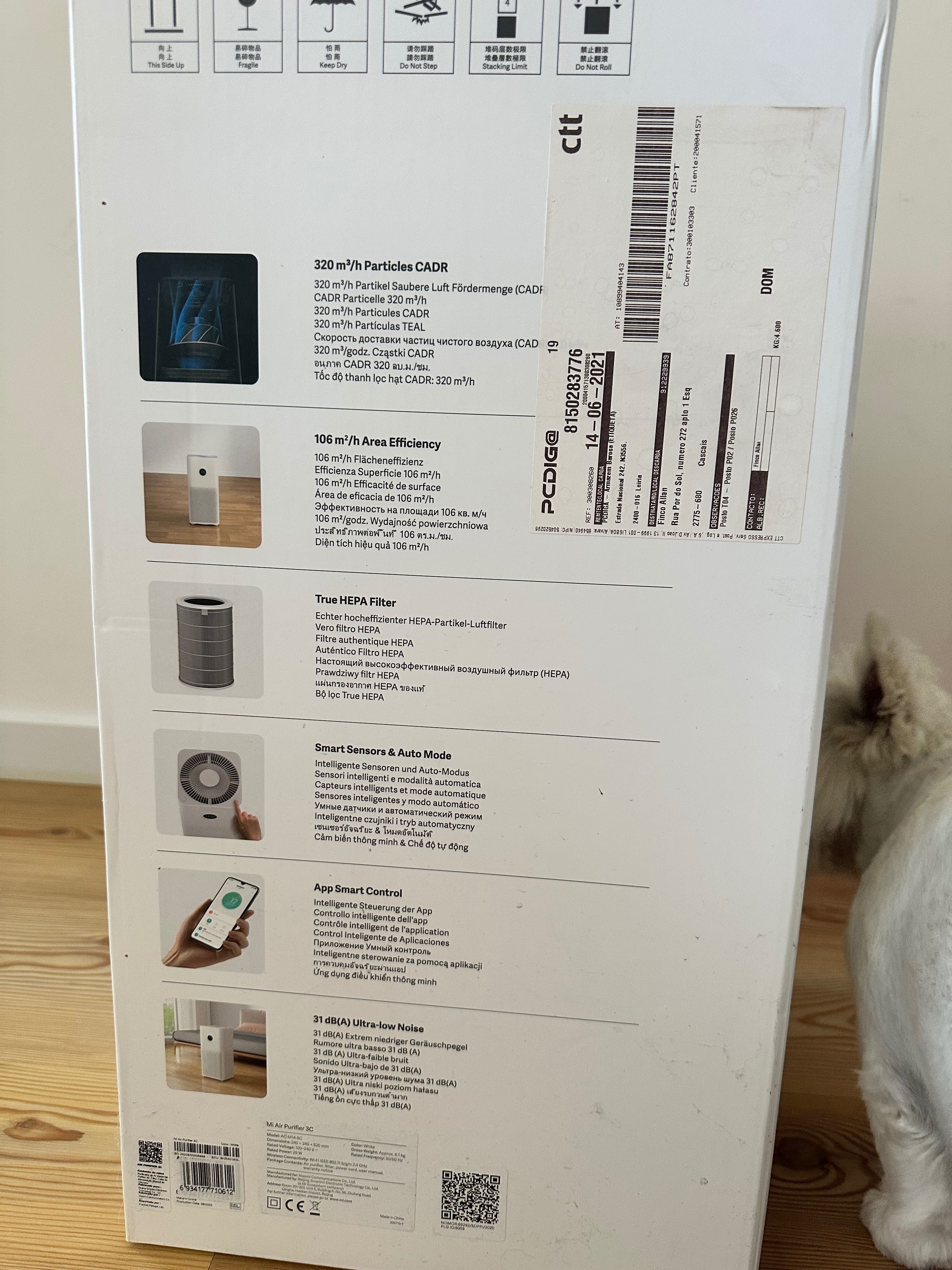 Purificador de Ar Xiaomi Mi Air Purifier 3C – Usado com Caixa e Manual