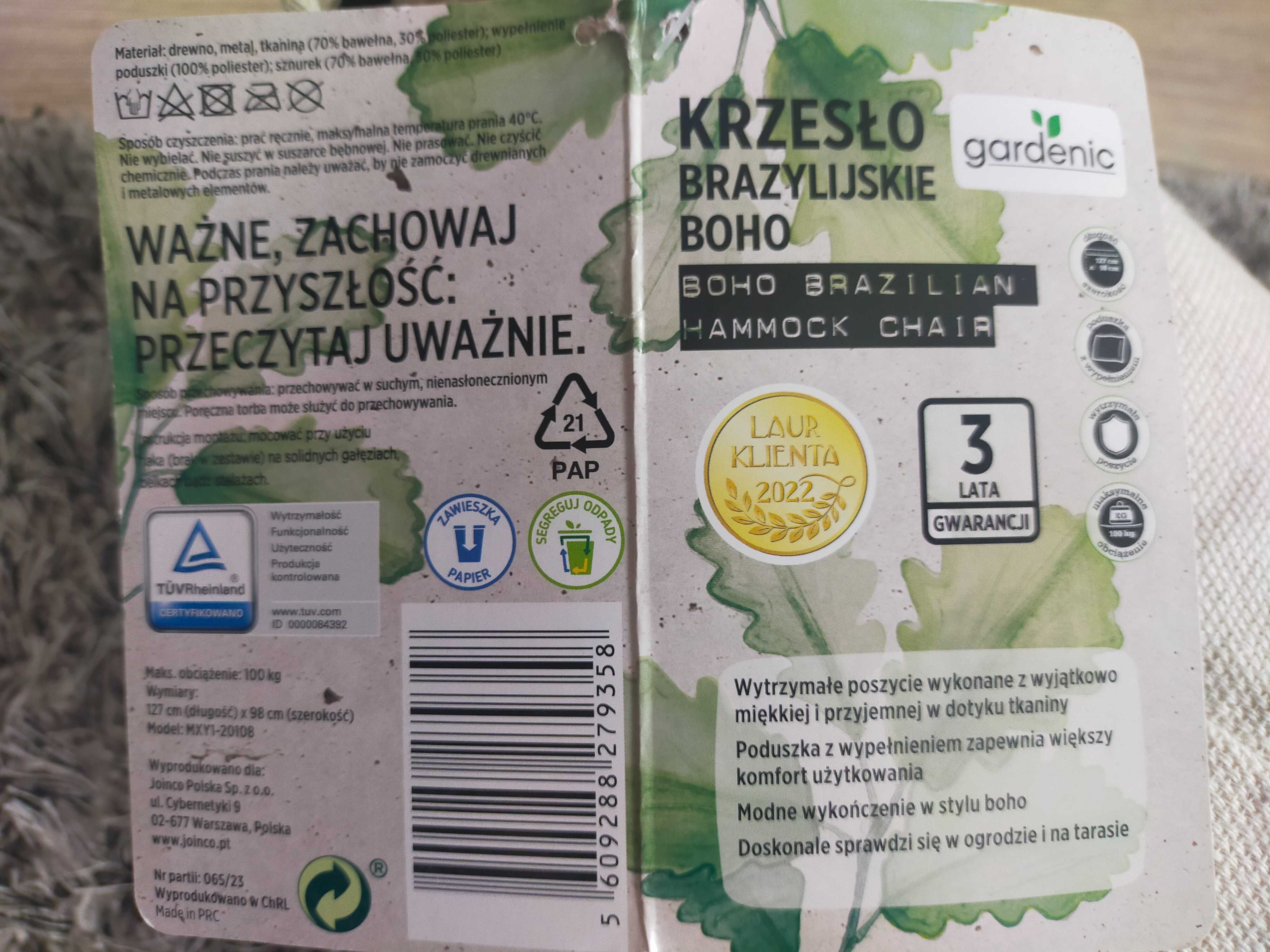Krzesło brazylijskie Boho