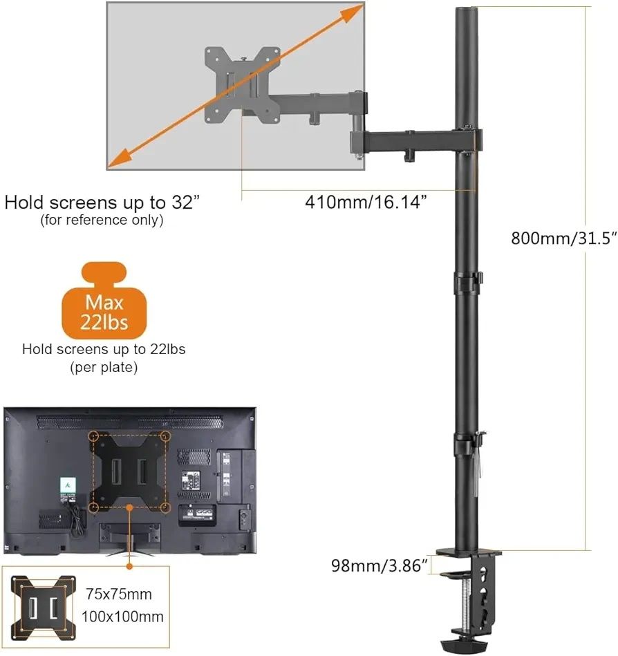 Stojak regulowany do monitora 80cm 13-32" K347