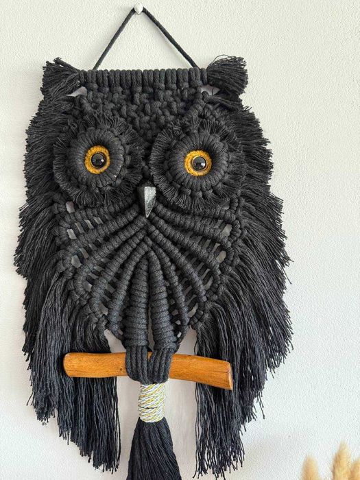 Makrama Czarna Sówka