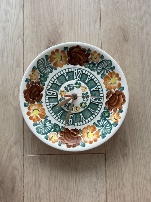 Zegar fajans włocławek metron sprawny, średnica 24,5 cm