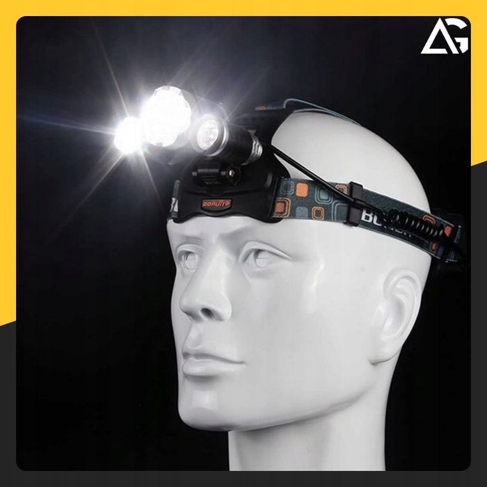 Latarka Czołowa Akumulatorowa Bardzo Mocna 3x Led Czołówka Na Głowę fv