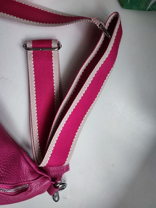 Piękna fuksjowa torba torebka nerka XL eko-skóra 2 paski biskupi róż
