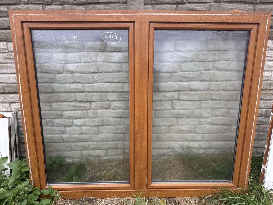 1x okno plastikowe zloty dab 177x143 (rozwierno uchylne, demontaz zlot