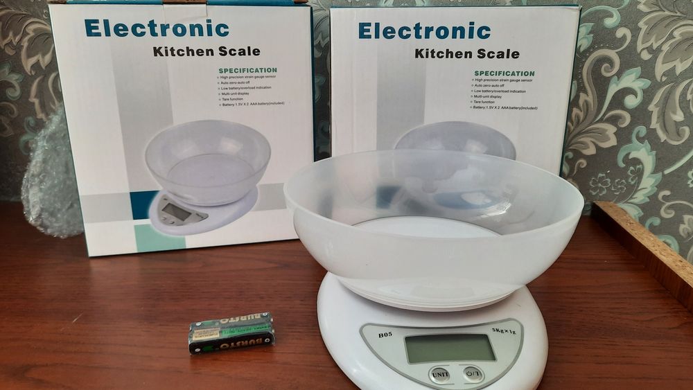 Кухонные весы, батарейки в комплекте