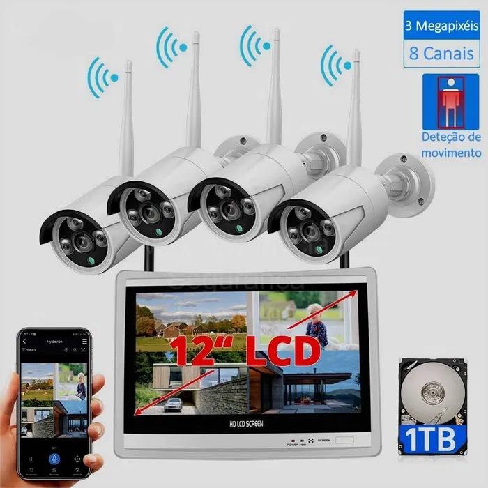 Conjunto * CCTV * 4 Câmaras * WiFi * Monitor LCD