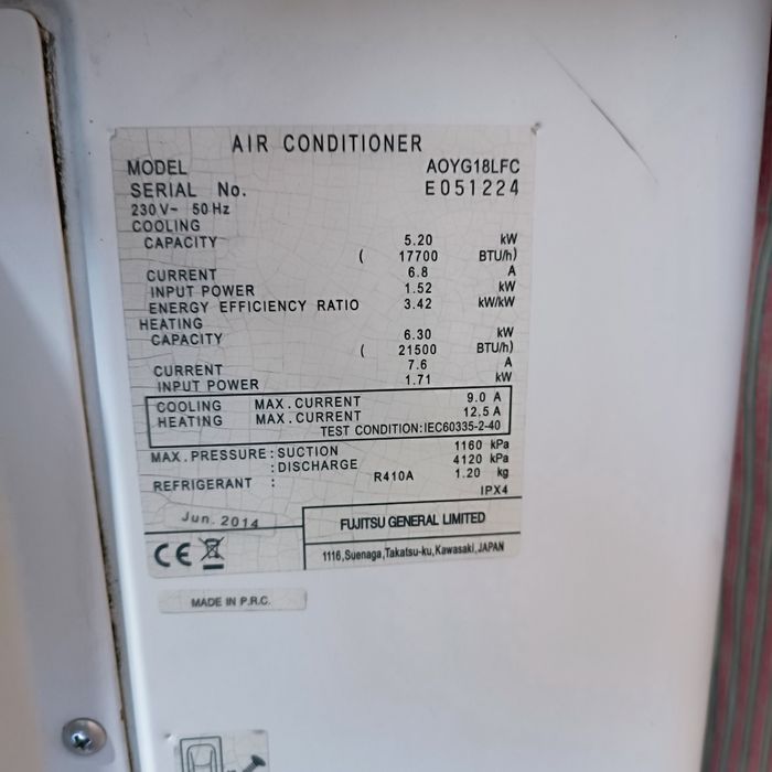 Ar condicionado Fugitsu 18000 Btus