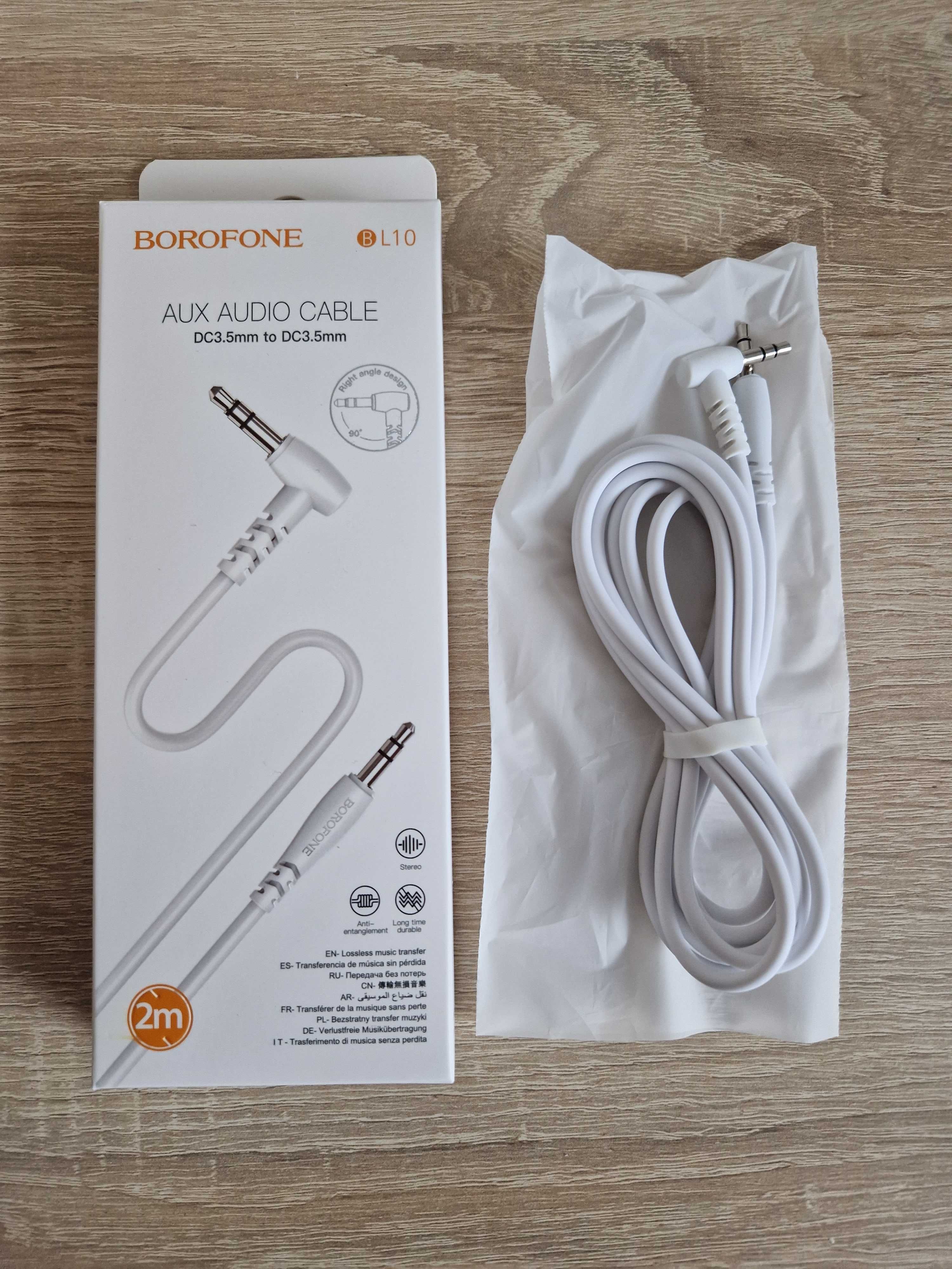 Borofone Kabel BL10 - jack 3,5mm na jack 3,5mm - kątowy 2 metry biały