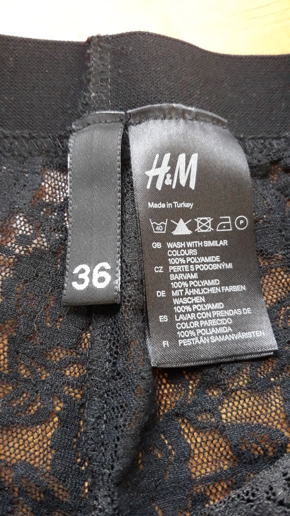 nowe czarne legginsy koronkowe HM 36