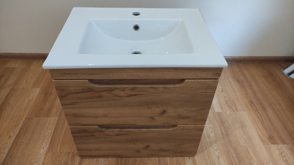 Szafka łazienkowa wisząca z umywalką wpuszczoną w blat - 60 CM ARUBA