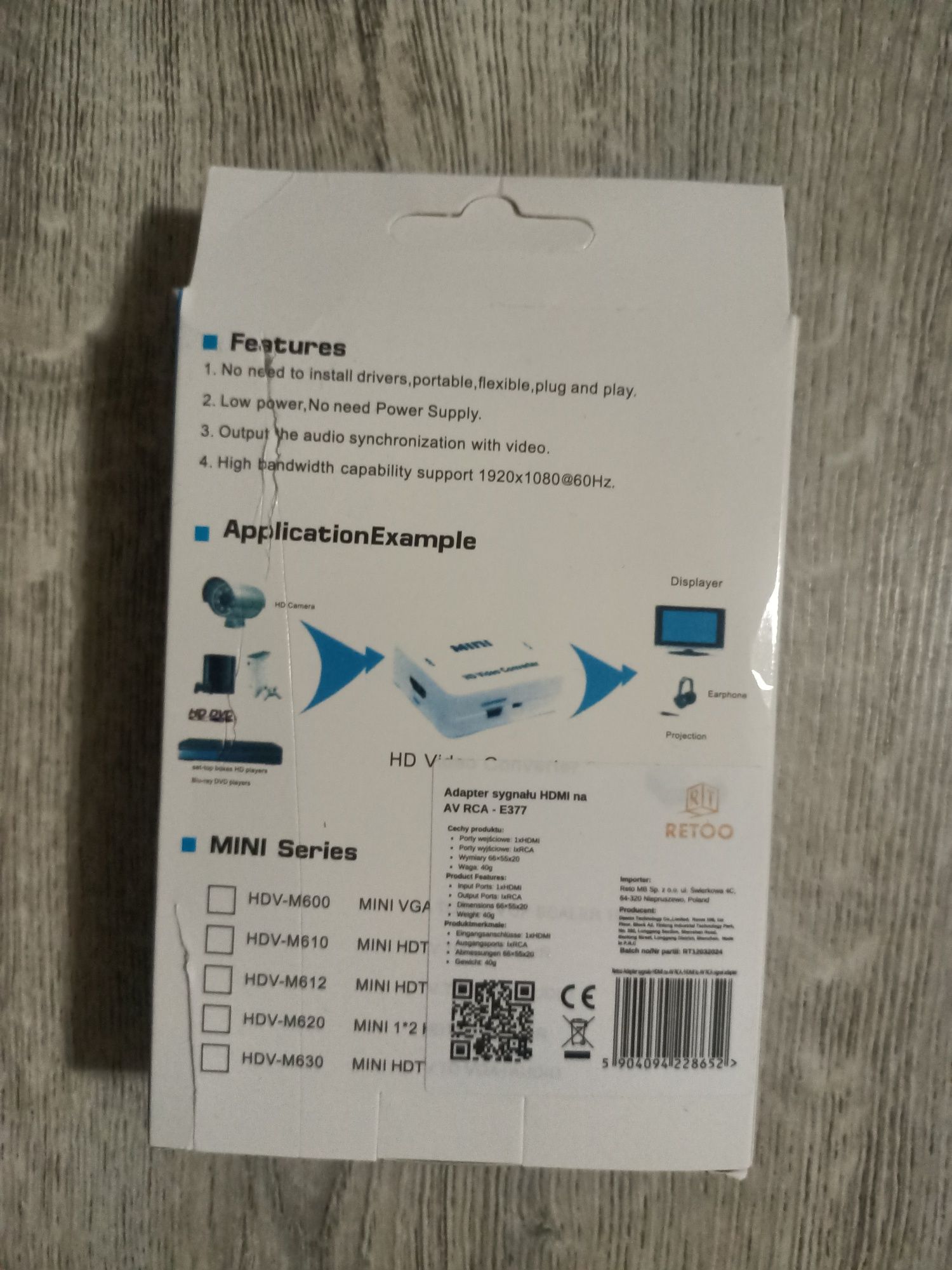 Adapter konwerter sygnału AV - 3 x RCA (Cinch) do HDMI 1080P
