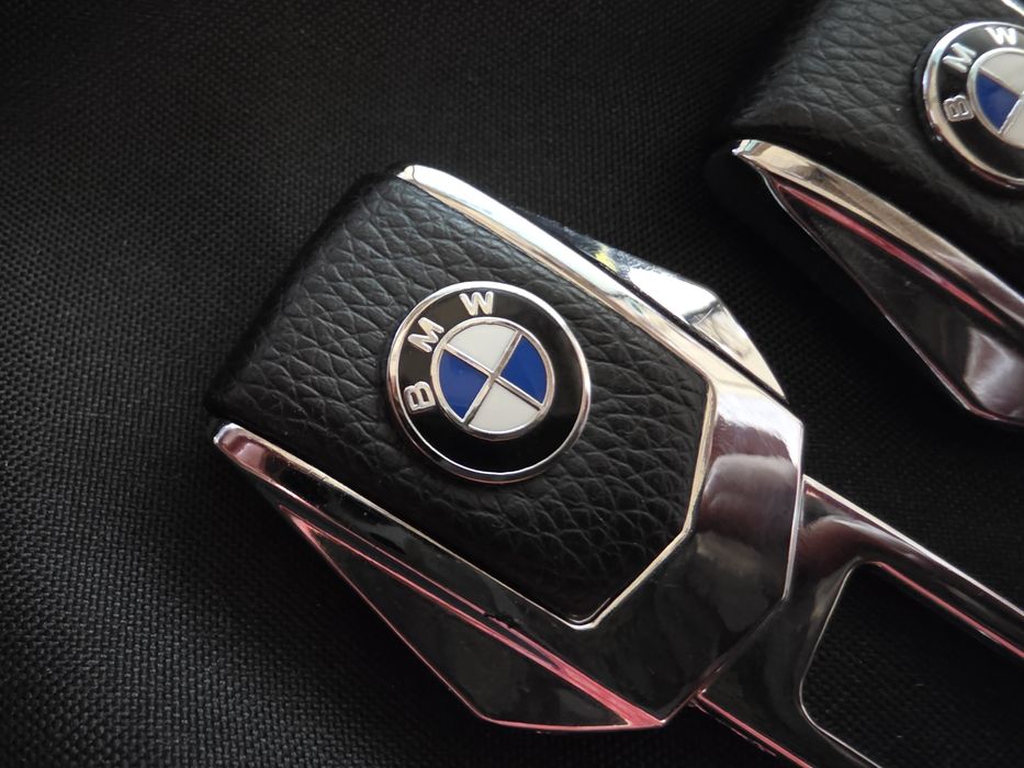 2 шт Заглушки ремня безопасности металл BMW цинк.сплав + кожа