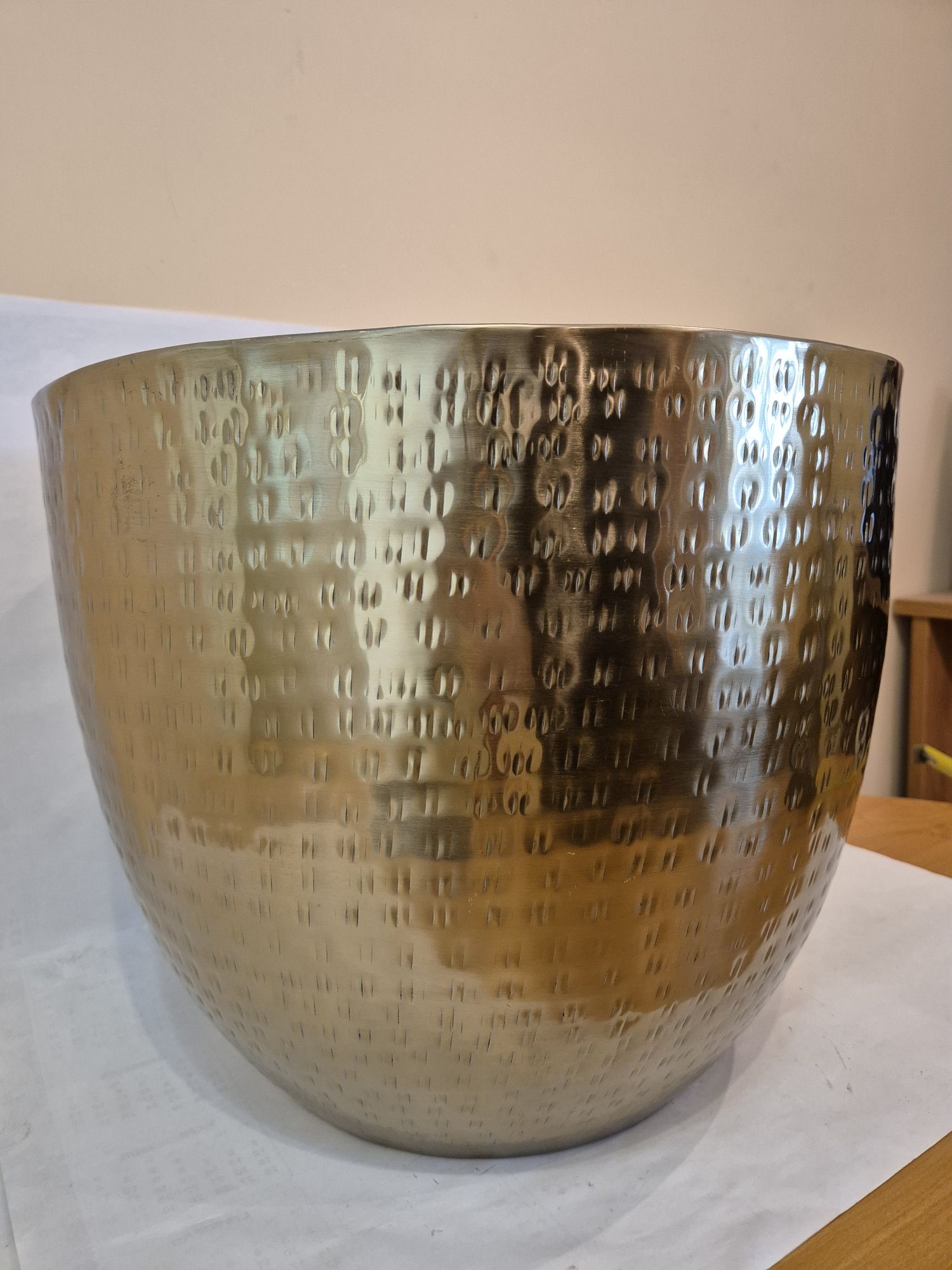 Osłonka donica metalowa złota r.XL