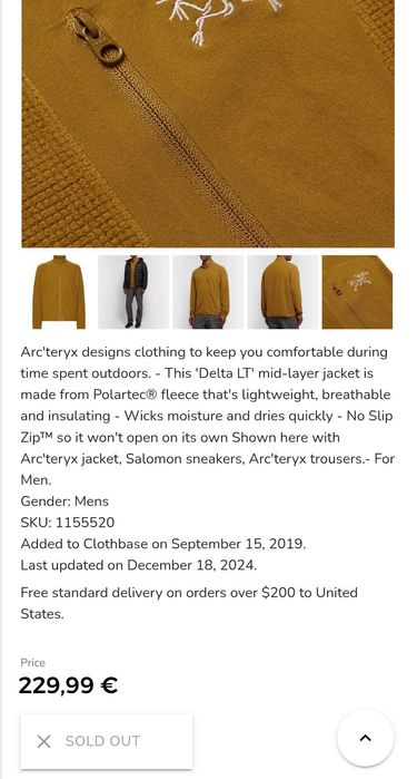 Оригінал фліс кофта Arc'teryx Delta LT