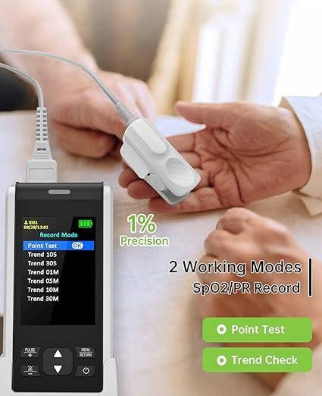 Ручний пульсоксиметр Holfenry Handheld Pulse Oximeter JKS50F Моніторин