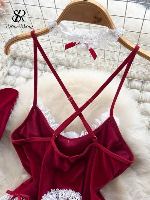 Новорічний жіночій комплект. Орігінальний святковий боді з аксесуарами