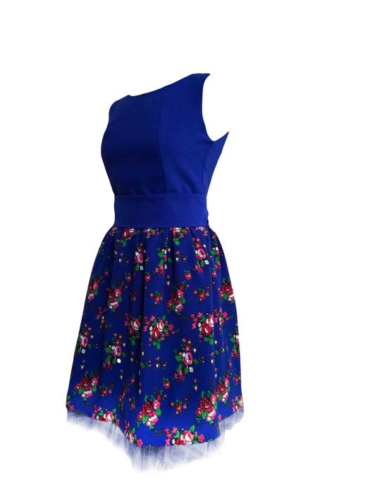 sukienka góralska,folk, kwiaty tiul