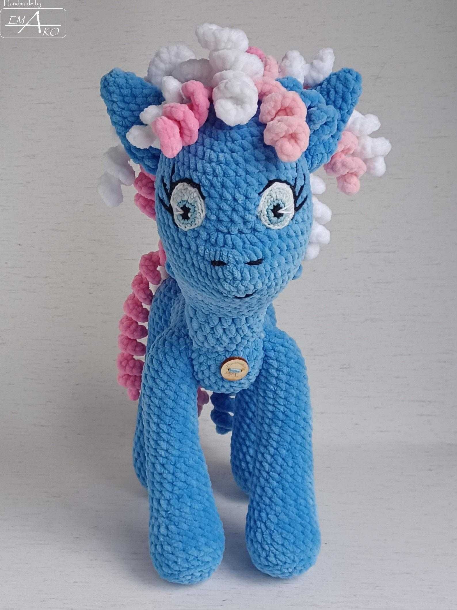 Kucyk Pony szydełkowy NIEBIESKI 36 cm - handmade