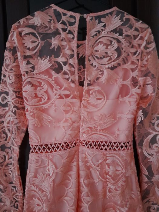 Suknia midi morelowa, ażurowa r36-38"True Decadence"