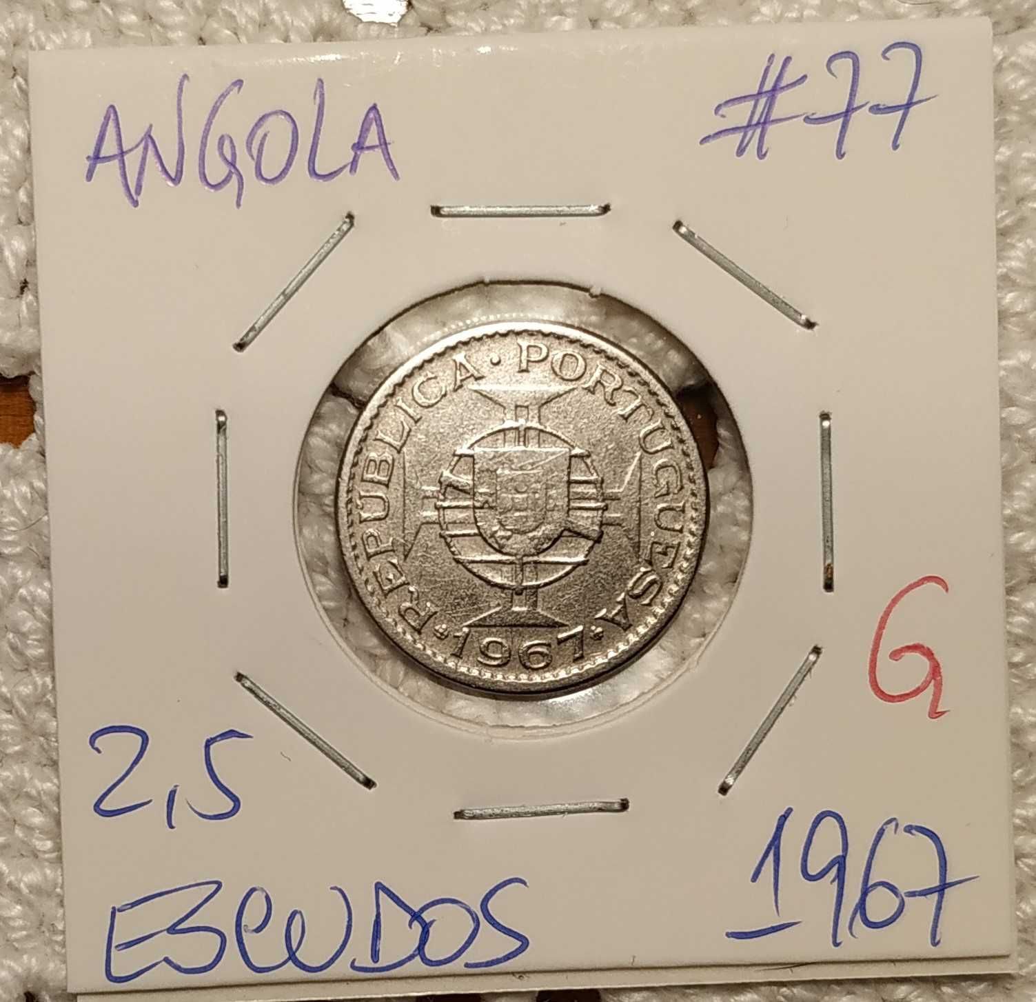 Angola - moeda de 2,5 escudos de 1967 (G)