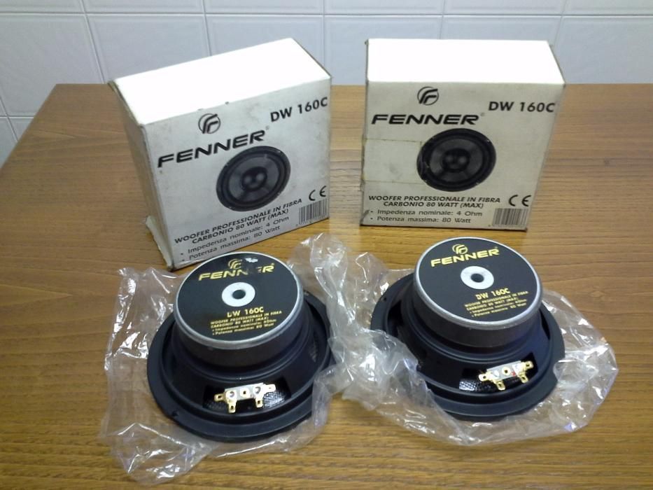 2 COLUNAS FENNER DW 160C woofer profissional em fibra de carbono 80W.