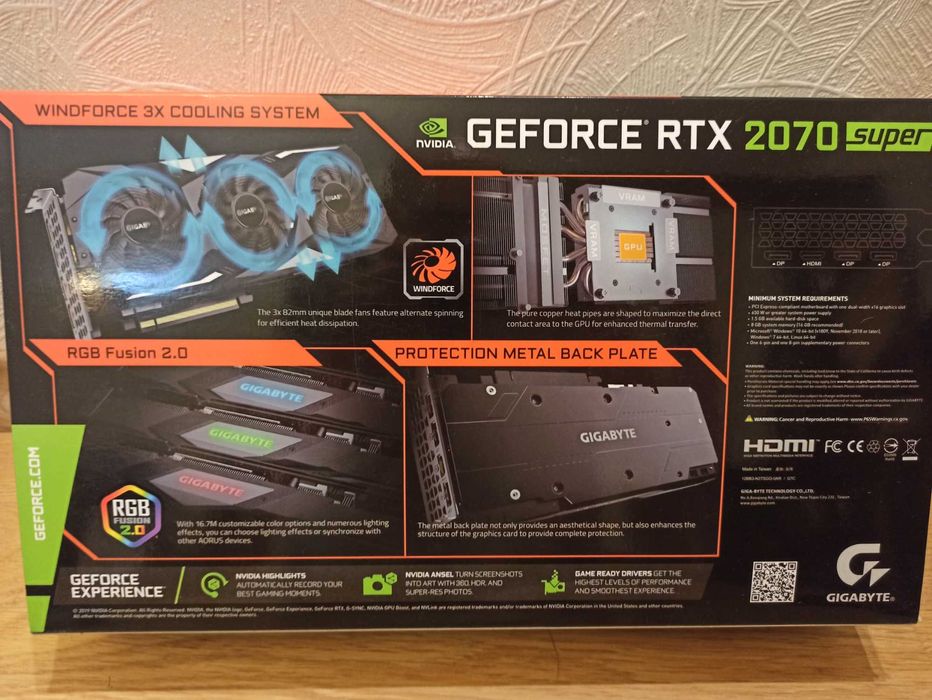 Відеокарта 2070 super 8 GB Gigabyte gaming oc 3x
