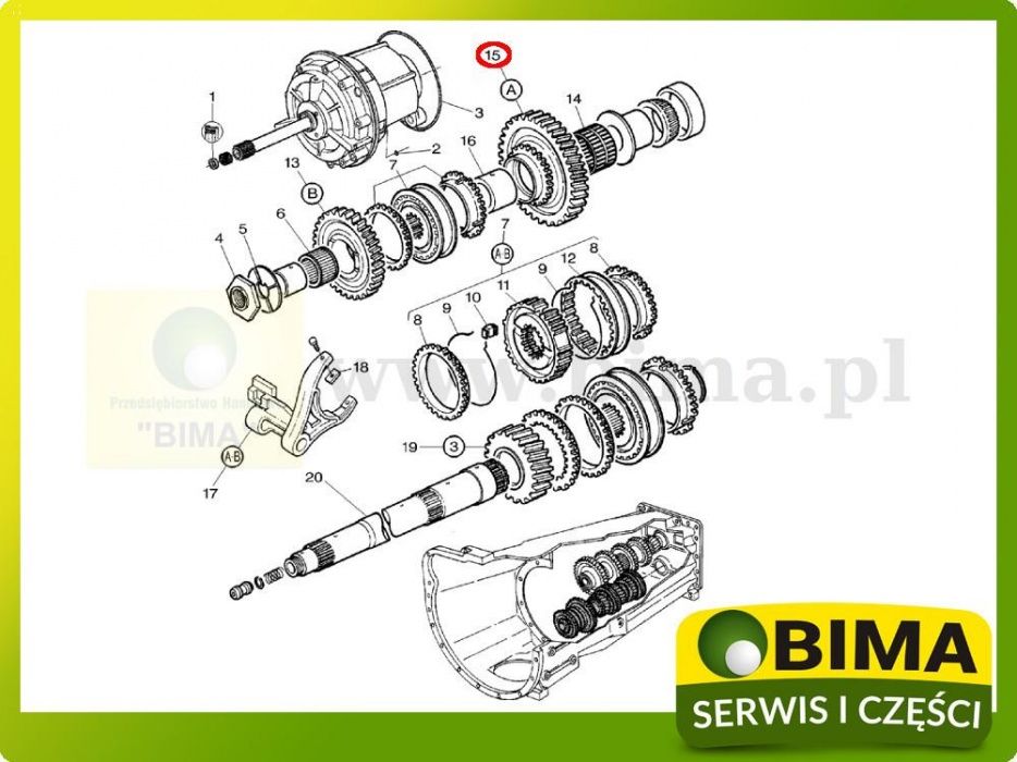 Koło zębate A-B MF Massey Ferguson 3050,3060,3070,3075,3080,3085,3090