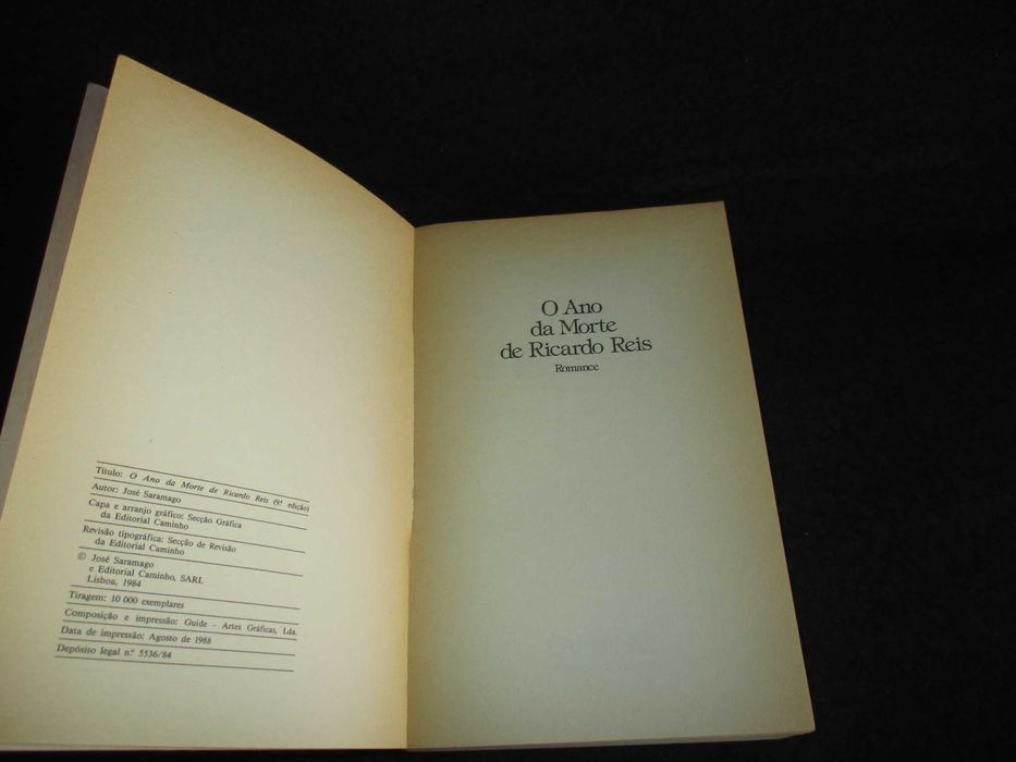 Livro O Ano da Morte de Ricardo Reis José Saramago