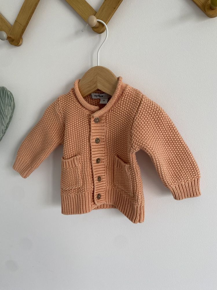 Sweter morelowy 56 na guziki jak newbie bawełna